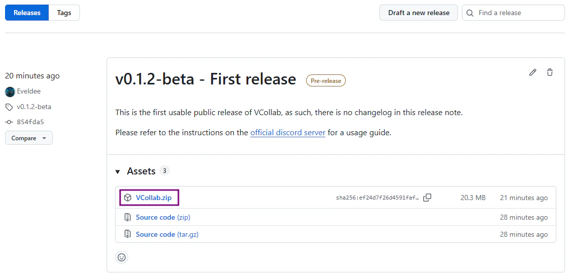 Releases page